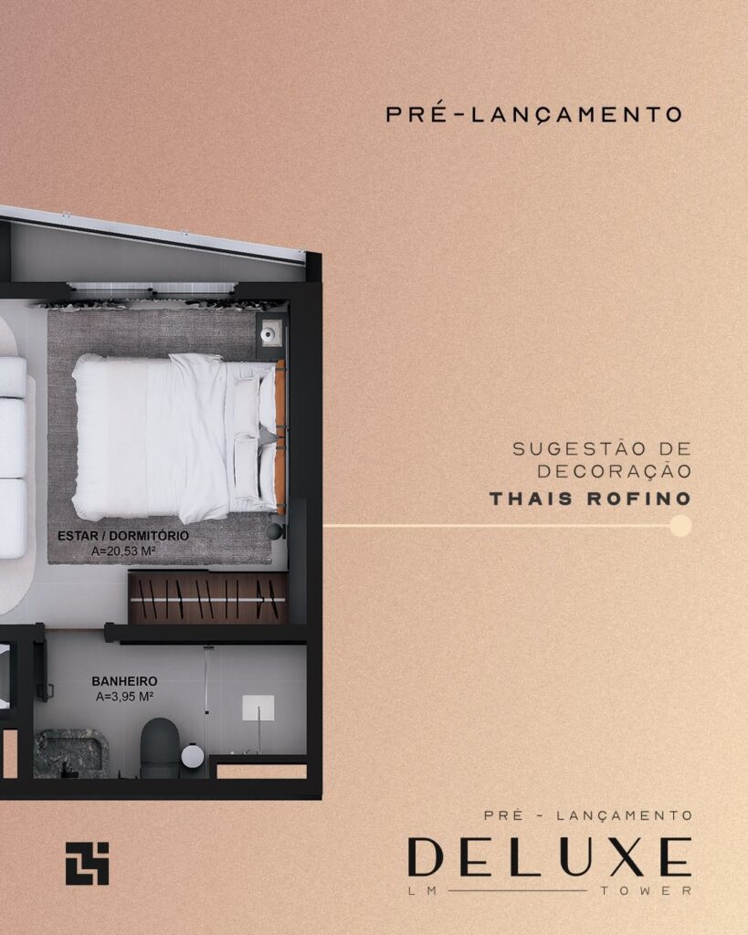 Leal Moreira: projeto de studio no Deluxe LM Tower aposta em sofisticação e funcionalidade