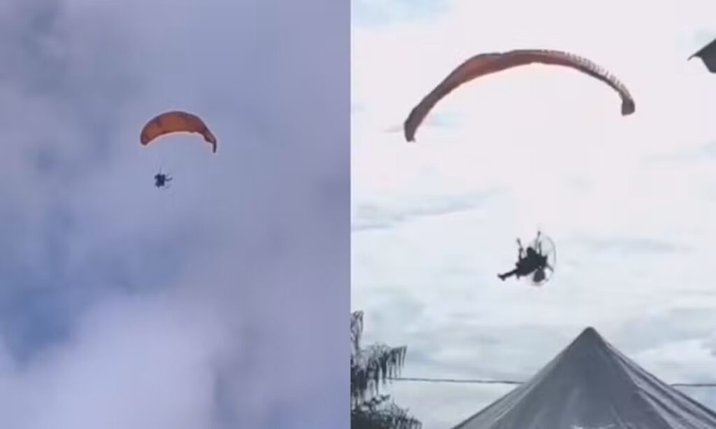 Piloto cai durante voo de paramotor em Redenção e caso é registrado em vídeo