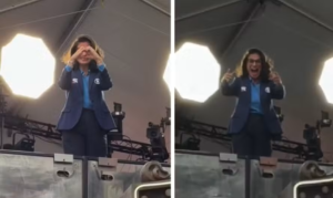 Renata Vasconcellos reage com simpatia ao ser chamada pelo nome na Times Square durante cobertura da Copa nos EUA