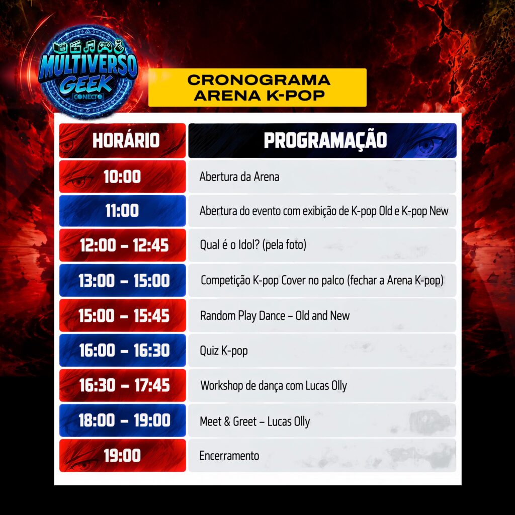 Multiverso Geek: Conecta divulga programação completa com Cozinha Show, Arena K-Pop, palcos e Meet & Greet