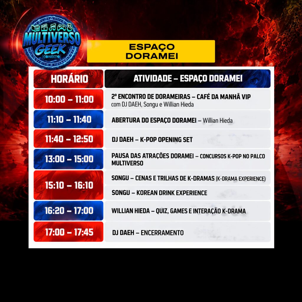 Multiverso Geek: Conecta divulga programação completa com Cozinha Show, Arena K-Pop, palcos e Meet & Greet
