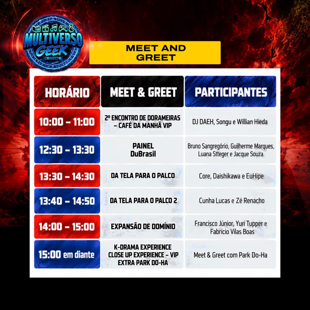 Multiverso Geek: Conecta divulga programação completa com Cozinha Show, Arena K-Pop, palcos e Meet & Greet